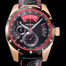 SA급 몽블랑 남성용 타임워커 쿼츠 VK타입 46.4미리 금장 로즈골드 가죽줄 래더스트랩 블랙다이얼 MON71156 xx