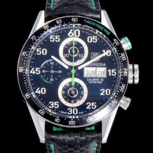 SA급 태그호이어 남성용 까레라 칼리버 16 데이데이트 크로노그래프 싱가폴 한정판 그린 TAG73978 xx