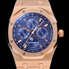 SA급 오데마피게 남성용 로얄오크 페퍼츄얼 41미리 로즈골드 금장시계 오토매틱 5134타입 금장 오열 브레이슬릿 문페이즈 블루다이얼 AUD74443 xx