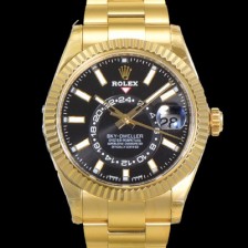 SA급  로렉스 남성용 스카이더웰러 오이스터 퍼페츄얼 오토매틱 Cal.9001타입 42미리 18K 옐루골드 블랙다이얼 rol11420 xx
