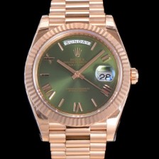 SA급 로렉스 남성용 데이데이트 18K 로즈골드 3255 오토매틱 40미리 그린다이얼 3열 브레이슬릿 rol79261 xx
