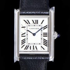 SA급 까르띠에 여성용 탱크 머스트 WSTA0041 로마 인덱스 33.7mm 화이트 다이얼 가죽줄 쿼츠 무브먼트 CAR08322 xx