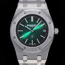 SA급 오데마피게 남성용 로얄오크 점보 엑트라-씬 오토매틱 Cal.2121 타입 39mm 메탈줄 그린다이얼 aud12679 xx