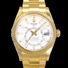 SA급  로렉스 남성용 스카이더웰러 오이스터 퍼페츄얼 오토매틱 Cal.9001타입 42미리 18K 옐루골드 화이트다이얼 rol5130 xx