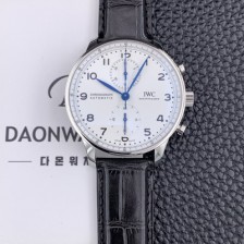 SA급 아이더블유씨 남성용 150주년 신상품 / 포르투기즈 IW371602 크로노그래프 오토매틱 Cal.69355 타입 41미리 가죽줄 화이트다이얼 IWC74316 xx