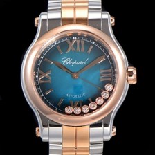 SA급 쇼파드 여성용 해피 스포츠 오토매틱 ETA2892-2 타입 36mm 래이디스/금장시계 18K로즈골드 블루 다이얼 cho45361 xx