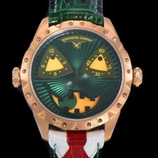 SA급 콘스탄틴 차이킨 남성용 조커 오토매틱 NH35타입 42mm 18K 로즈골드 가죽줄 화이트 다이얼 kon71269 xx