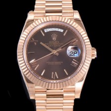 SA급 로렉스 남성용 데이데이트 18K 로즈골드 3255오토매틱 40미리 브라운다이얼 3열 브레이슬릿 rol79271 xx