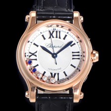 SA급 쇼파드 여성용 해피스포츠 다이아몬드 오토매틱 A2892-2 타입 30mm 금장시계 가죽줄 화이트다이얼 cho70316 xx