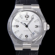 SA급 바쉐런 콘스탄틴 남성용 오버시즈 오토매틱 9015타입 42mm 가죽줄 화이트다이얼 vac57623 xx