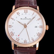 SA급 블랑팡 남성용 빌레레 GMT 오토매틱 5A50타입 40mm 금장 로즈골드 가죽줄 화이트다이얼   vac04571 xx