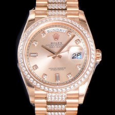 SA급 로렉스 남성용 데이데이트 오토매틱 Cal.3235타입 36mm 금장시계 로즈골드 올금 다이아베젤부착 메탈줄 블루다이얼 rol31602 xx