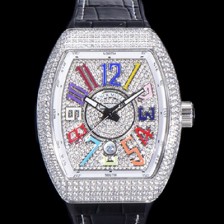 SA급 프랭크뮬러 남성용 뱅가드 오토매틱 ETA2824-2 타입 45mm 보석큐빅 가죽줄 보석다이얼 fra10487 xx