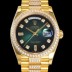 SA급 로렉스 남성용 데이데이트 오토매틱 Cal.3235타입 36mm 금장시계 옐루골드 올금 다이아베젤부착 메탈줄 그린다이얼 rol75203 xx