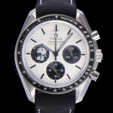 SA급 오메가 남성용 스피더마스터 기념시리즈 실버 스누피 어워드 수동기계식 42mm 가죽줄 화이트다이얼   omg97341 xx