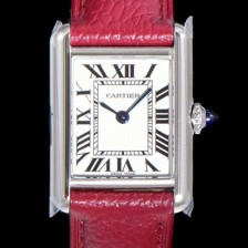 SA급 까르띠에 여성용 탱크 머스트 WSTA0042 로마 인덱스 29.5mm 화이트 다이얼 가죽줄 쿼츠 무브먼트 CAR08310 xx