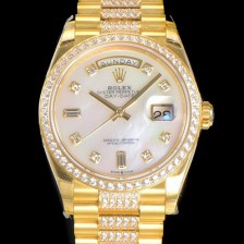 SA급 로렉스 남성용 데이데이트 오토매틱 Cal.3235타입 36mm 금장시계 옐루골드 올금 다이아베젤부착 메탈줄 화이트 자게다이얼 rol47930 xx
