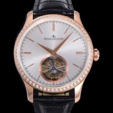 SA급 예거르꿀트르 남성용 마스터 그랜드 트레디션 1662451 오토매틱 투어빌론 798타입  42mm 18K 로즈골드 보석다이아드베젤 가죽시계 실버다이얼   jag03476 xx