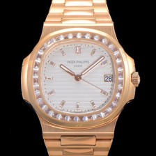 SA급 파텍필립 남성용 노틸러스 보석/큐빅 세팅 18k로즈골드 Cal.324 S C타입무브 오토매틱 40미리 화이트다이얼 PAT70640 xx