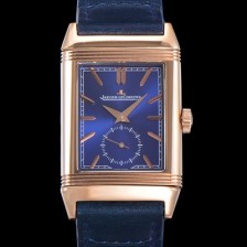 SA급 예거르쿨트르 남성용 리베르소 클래식 라지 듀오페이스 스몰 오토매틱 금장시계 47미리 가죽줄 블루다이얼 jag30452 xx