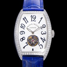 SA급 프랭크뮬러 여성용 상트레 커백스 오토매틱 보석/다이아 케이스 여성용시계 가죽줄 화이트 다이얼  fra23598 xx