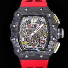 SA급 리차드밀레 남성용 플라이백 RM11-03 오버사이즈 데이트 크로노그래프레드 포지드 카본 케이스 스켈레톤 다이얼 오토매틱 무브먼트 RIC08701 xx