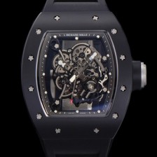 SA급 리차드밀레 남성용 RM055 블랙 PVD코딩 스켈레톤 다이얼 러버 스트랩 기계식 수동형 무브먼트 RIC07650 xx