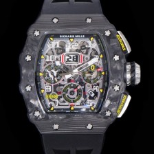 SA급 리차드밀레 남성용 플라이백 RM11-03 오버사이즈 데이트 크로노그래프레드 포지드 카본 케이스 스켈레톤 다이얼 오토매틱 무브먼트 RIC08715 xx