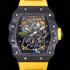 SA급 리차드밀레 남성용 라파엘 나달 RM35-02 파트너십 기념 에디션!! 칼리버 RMAL1 100% 포지드 카본 케이스 스켈레톤 다이얼 오토매틱 무브먼트 RIC09600 xx