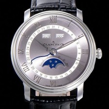 SA급 블랑팡 남성용 빌레레 퀀탬 컴플레트 문페이즈 Cal.6654 오토매틱 40미리 블랙가죽줄 그레이다이얼 BLA14122 xx