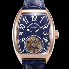 SA급 프랭크뮬러 남성용 그랜드 컴플리케이션 뚜르비용 18K 로즈골드 가죽줄 블루다이얼 FRA70337 xx