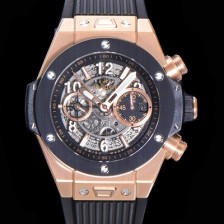 SA급 휴블렛 남성용 빅뱅 유니코 킹골드 크로노그래프 441.OM.1180.RX 로즈골드 세라믹 베젤 HUB1280 오토매틱 므브먼트 44mm 러버밴드 스켈레톤다이얼 hub38961 xx