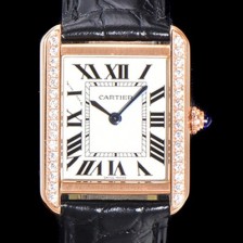 SA급 까르띠에 여성용 탱크 WJTA0011 로마 인덱스 31mm 화이트 다이얼 커플용 로즈골드 악어가죽 쿼츠 무브먼트 CAR01574 xx