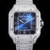 SA급 까르띠에 남성용 산토스 쥬얼 다이아몬드 셋팅 베젤 40mm 네이비 다이얼 오토매틱 무브먼트 CAR46569 xx