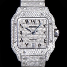 SA급 까르띠에 남성용 산토스 쥬얼 다이아몬드 셋팅 베젤 40mm 큐빅/보석 다이얼 오토매틱 무브먼트 CAR40195 xx