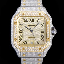 SA급 까르띠에 남성용 산토스 쥬얼 다이아몬드 셋팅 베젤 40mm 큐빅/보석 다이얼 오토매틱 무브먼트 CAR42604 xx