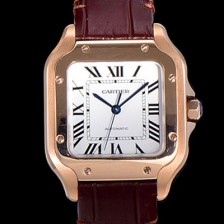 SA급 까르띠에 남성용 산토스 더 까르띠에 WGSA0028 오토매틱 ETA2892-2 금장시계 18K로즈골드 35.1미리 화이트다이얼 CAR13980 xx