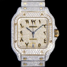 SA급 까르띠에 남성용 산토스 쥬얼 다이아몬드 셋팅 베젤 40mm 큐빅/보석 다이얼 오토매틱 무브먼트 CAR40206 xx