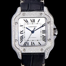 SA급 까르띠에 남성용 산토스 더 까르띠에 WJSA0006 오토매틱 ETA2892-2 보석시계 35.1미리 화이트다이얼 CAR13942 xx