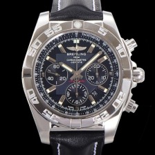 SA급 브라이틀링 남성용 윈드라이더 크로노맷 오토매틱 ETA-7750 기계식 44mm 가죽줄 블랙다이얼 bre1351 xx