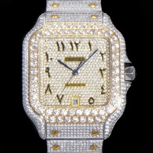 SA급 까르띠에 남성용 산토스 쥬얼 다이아몬드 셋팅 베젤 40mm 큐빅/보석 다이얼 오토매틱 무브먼트 CAR40439 xx