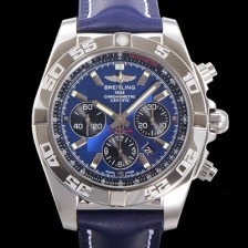 SA급 브라이틀링 남성용 윈드라이더 크로노맷 오토매틱 ETA-7750 기계식 44mm 가죽줄 블루다이얼 bre9511 xx