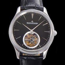 SA급 예거 르꿀르뜨 남성용 마스터 울트라 씬 투어빌론 43mm 가죽줄 블랙다이얼 jag9125 xx