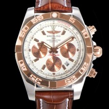 SA급 브라이틀링 남성용 원드라이더 크로노맷 오토매틱 ETA-7750 기계식 44mm 18K 로즈골드 가죽줄 화이트다이얼 bre3911 xx