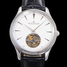 SA급 예거 르꿀르뜨 남성용 마스터 울트라 씬 투어빌론 43mm 가죽줄 화이트다이얼 jag3991 xx