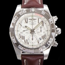 SA급 브라이틀링 남성용 윈드라이더 크로노맷 오토매틱 ETA-7750 기계식 44mm 가죽줄 화이트다이얼 bre1259 xx