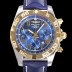 SA급 브라이틀링 남성용 원드라이더 크로노맷 오토매틱 ETA-7750 기계식 44mm 18K 옐루골드 가죽줄 블루다이얼 bre2531 xx