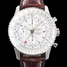 SA급 브라이틀링 남성용 네비타이머 크로노그래프 ETA7750-2 타입 오토매틱 46mm 가죽줄 화이트다이얼 bre5139 xx