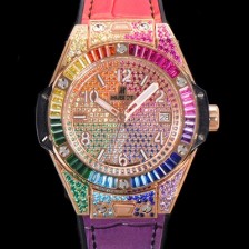 SA급 휴블렛 남여공용 빅뱅 오토매틱 HUB1710타입 39mm 다이아/보석 세팅 로즈골드 우레탄/가죽 믹스밴드 보석다이얼 hub9131 xx