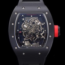 SA급 리차드밀레 남성용 RM055 블랙 PVD코딩 스켈레톤 다이얼 러버 스트랩 기계식 수동형 무브먼트 RIC07174 xx